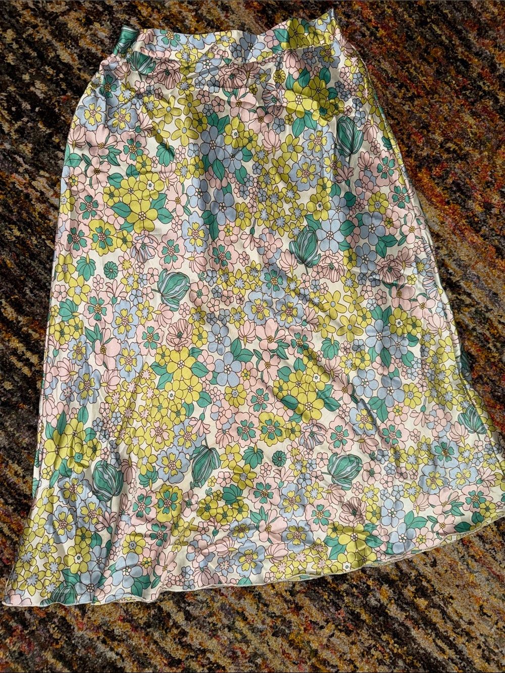 Floral Pastel Midi Skirt - M